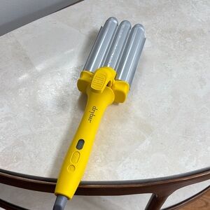 Drybar Triple Barrel Wave Wand — Yellow Handle with Silver Barrels